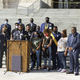 Attorney Lee Merritt speaks at a news conference along with the family of Ronald Greene and others, outside the Louisiana State Capitol in Baton Rouge, La. Body camera video obtained by The Associated Press shows Louisiana state troopers stunning, punching and dragging the Black man as he apologizes for leading them on a high-speed chase — footage authorities refused to release in the two years since the man died in police custody.